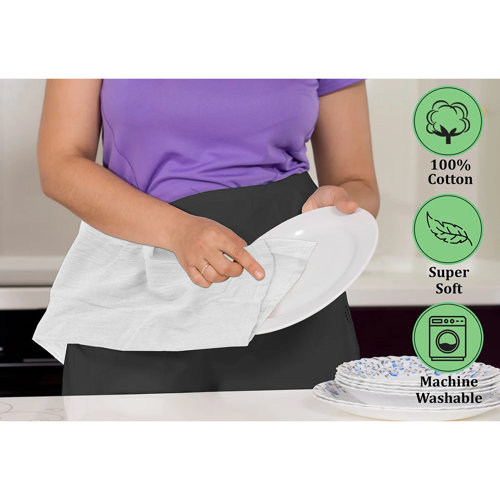 Ruvanti 100 Cotton Solid Flour Sack Dishcloth Kitchen Towels Set for